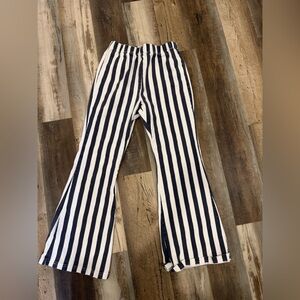 Striped denim bell bottoms short